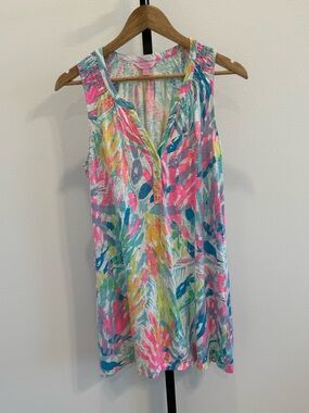Lilly Pulitzer Sparking Sands Essie Dress Sleeveless V-neck Coastal Resortwear S